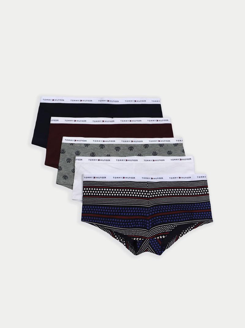 Női Tommy Hilfiger Mix Logo Boy Rövid 5PK Fehérnemű Fekete | HU 557WNB